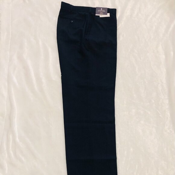 Stafford Travel Classic Fit Texture Trouser Flat Front Slacks - Picture 2 of 8
